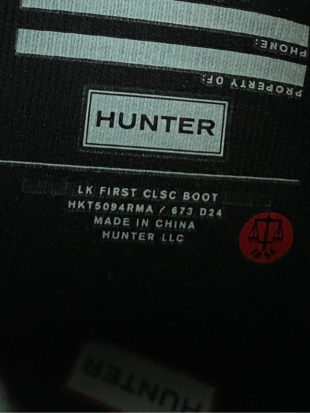 Hunter Kids First Classic Rain Boot Toddler Sz 7 Space Theme Print Black & White